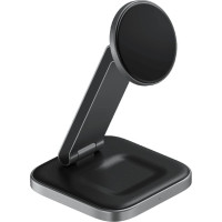 Беспроводное зарядное устройство Satechi 2-in-1 Foldable Qi2 Wireless Charging Stand Space Gray