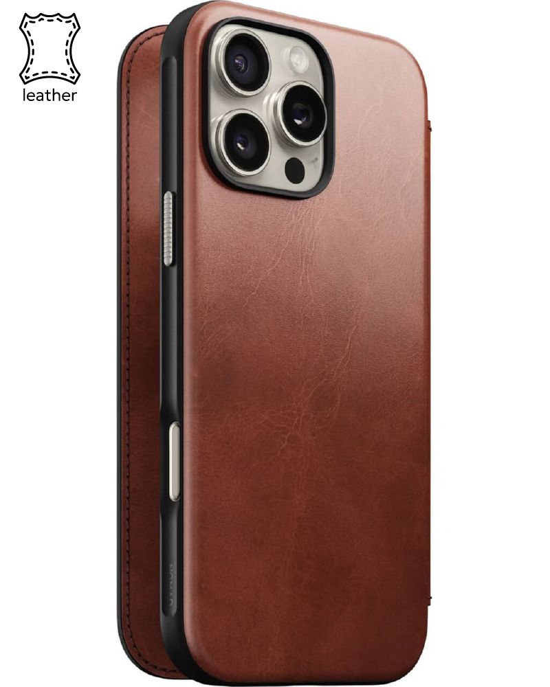 Nomad Modern Leather Folio Olde Dublin Horween for iPhone 16 Pro (NM01398585)