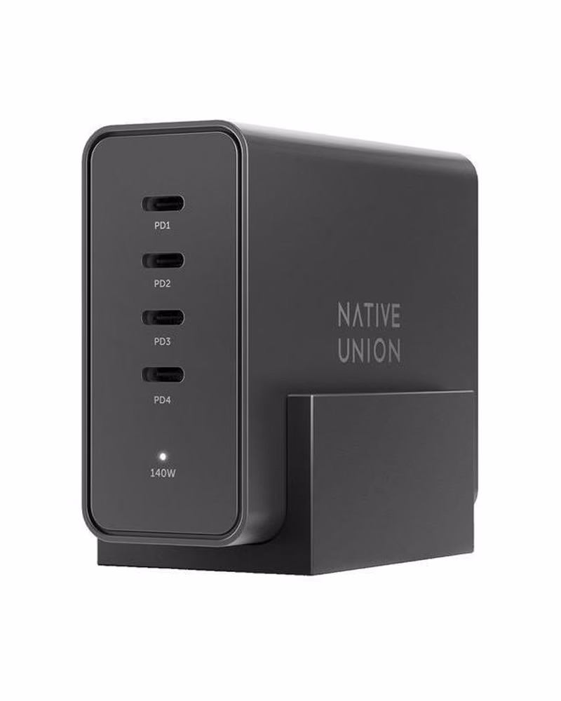 Мережевий зарядний пристрій Native Union Fast GaN Charger PD 140W Desktop USB-C 4-Port Black (FAST-PD140-BLK-EU)