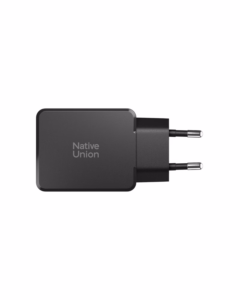 Мережевий зарядний пристрій Native Union Pocket GaN PD 65W на два порти USB-C Black