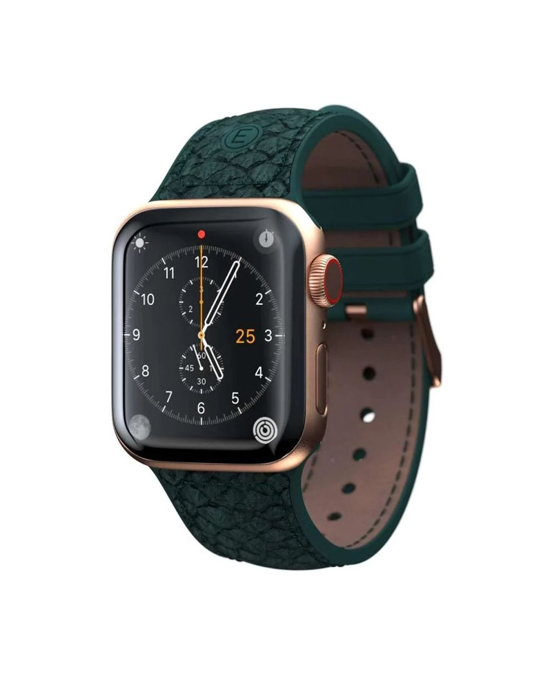 Njord Salmon Leather Strap Dark Green for Apple Watch 45mm/44mm