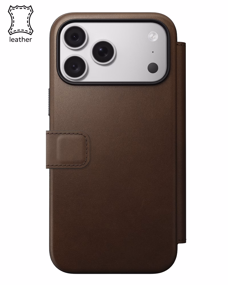 Шкіряний чохол-книжка Nomad Modern Camino для iPhone 18 Pro/17 Pro Brown