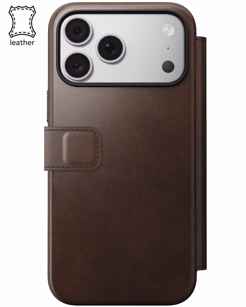 Шкіряний чохол-книжка Nomad Modern Horween для iPhone 18 Pro Max/17 Pro Max Rustic Brown