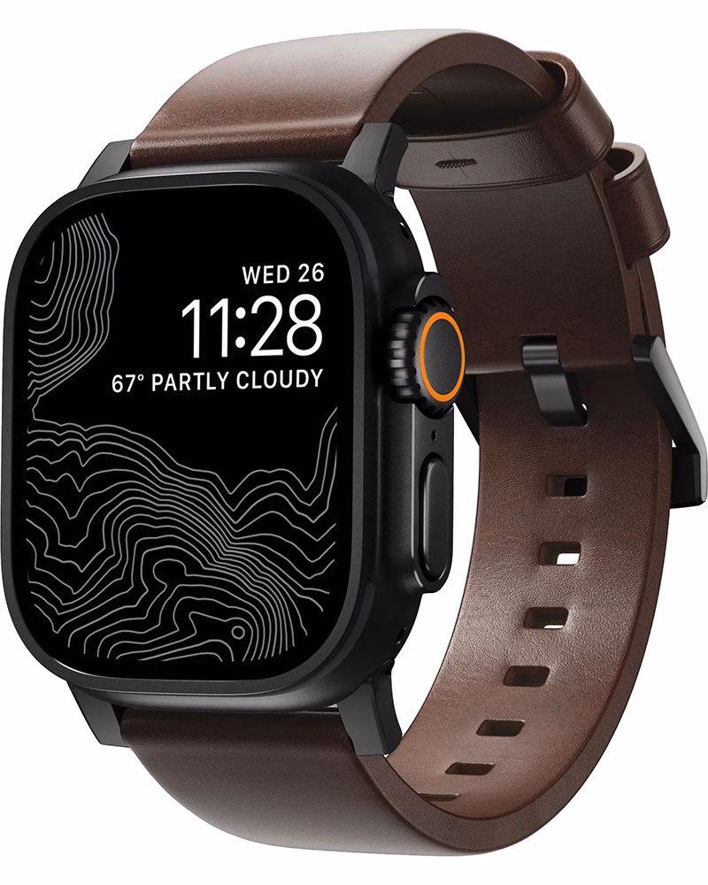 Шкіряний ремінець Nomad Modern для Apple Watch 41/42mm Rustic Brown (Black Hardware)