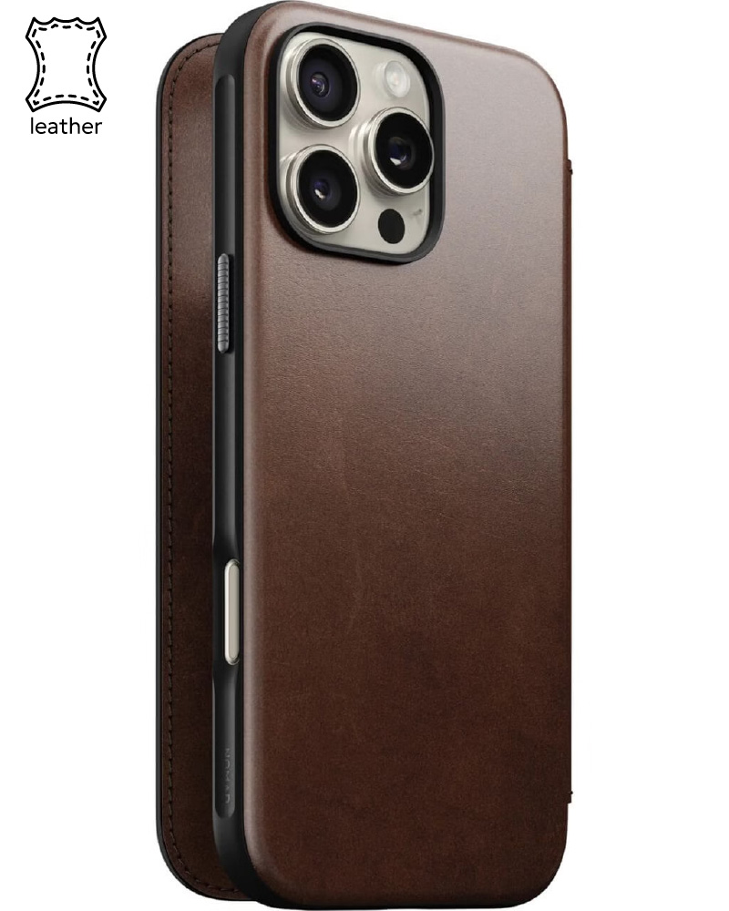 Чохол Nomad Modern Leather Folio Rustic Brown Horween for iPhone 16 Pro (NM01676485)