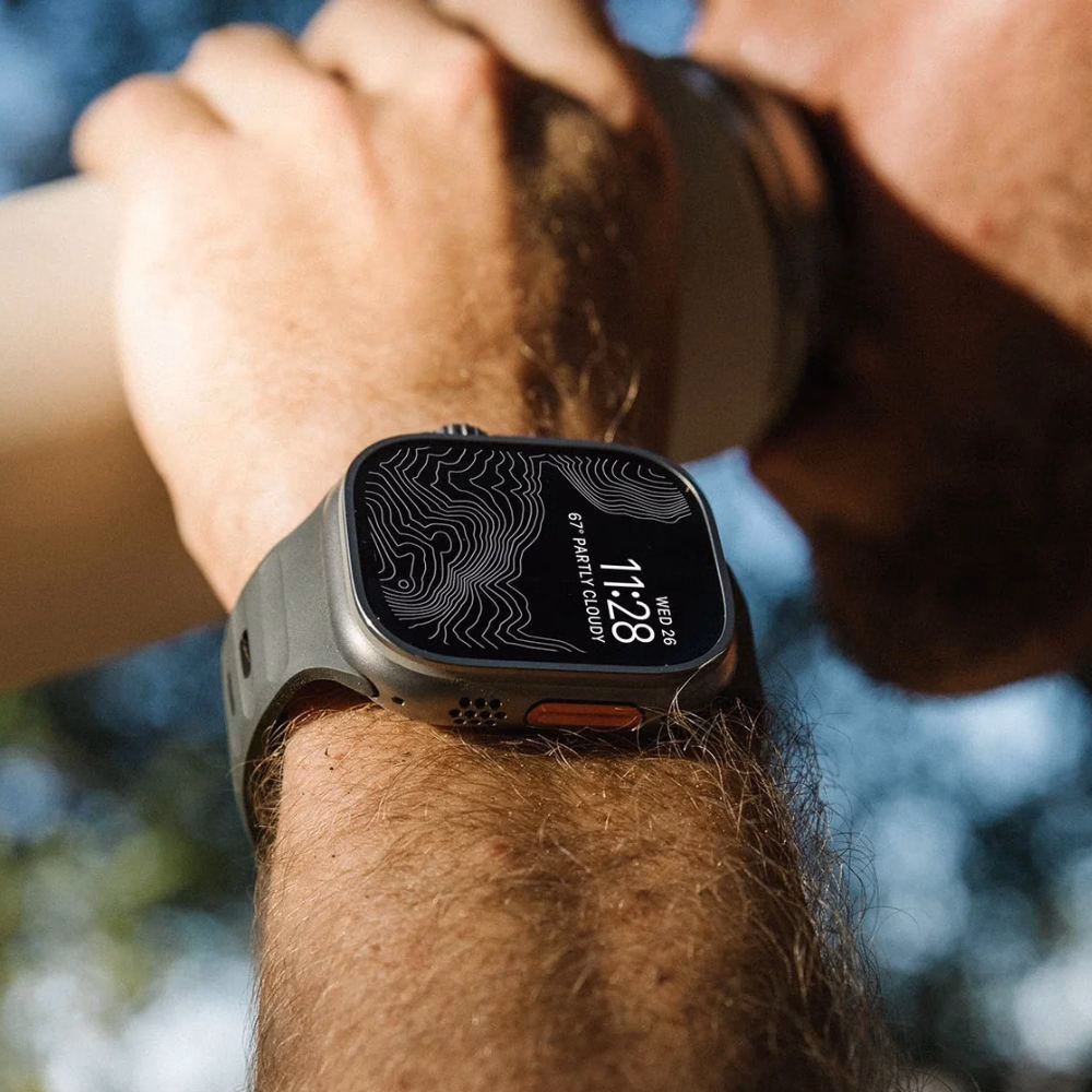 Спортивний ремінець Nomad Sport Band Ash Green на Apple Watch Ultra 49mm, зносостійкий матеріал FKM