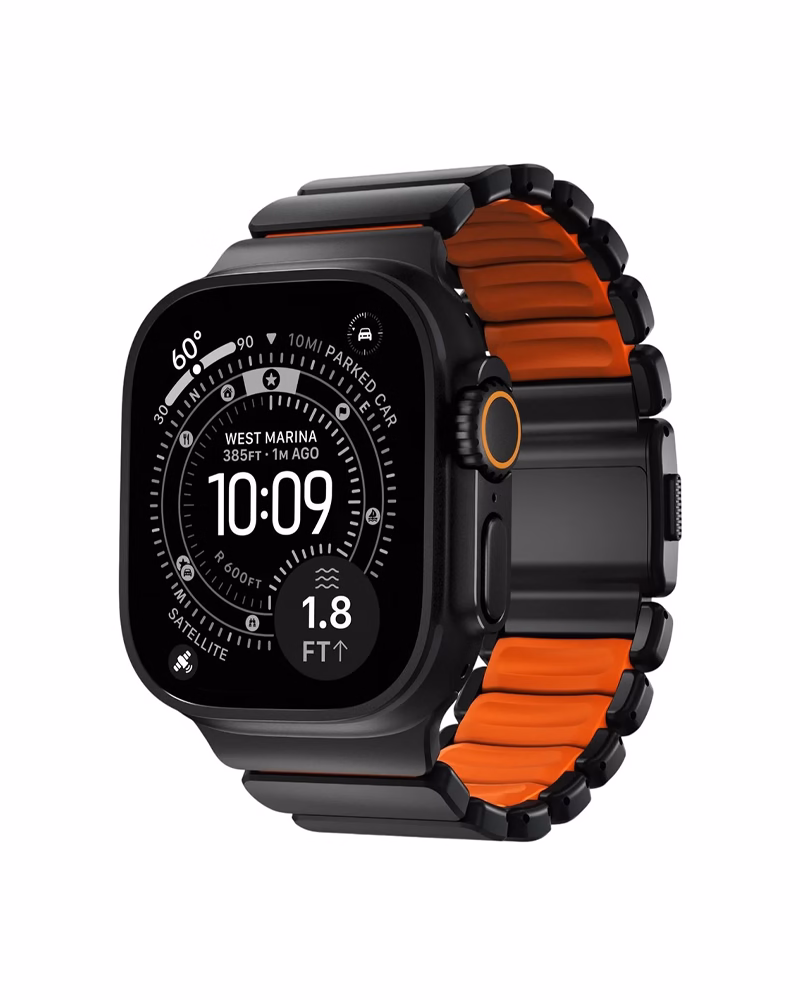 Ремінець Nomad Stratos Band для Apple Watch 46/49 Black Hardware Ultra Orange