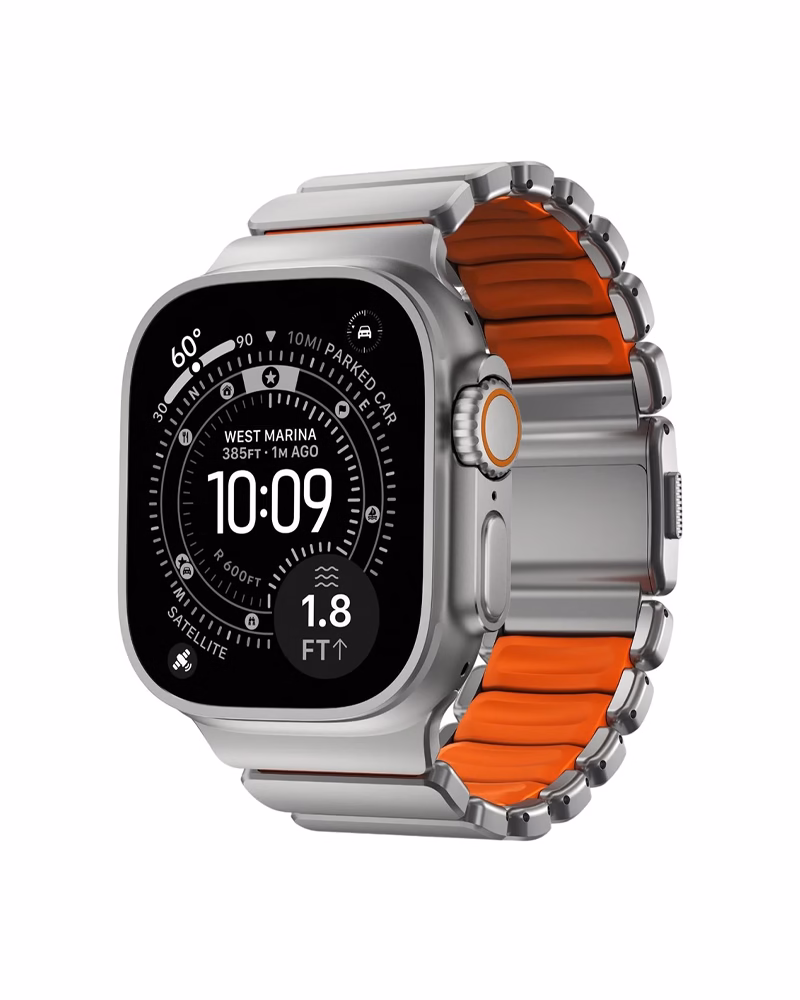 Ремінець Nomad Stratos Band для Apple Watch 46/49 Natural Hardware Ultra Orange