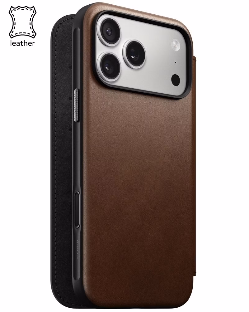 Шкіряний чохол-книжка Nomad Modern Folio Brown для iPhone 17 Pro Max