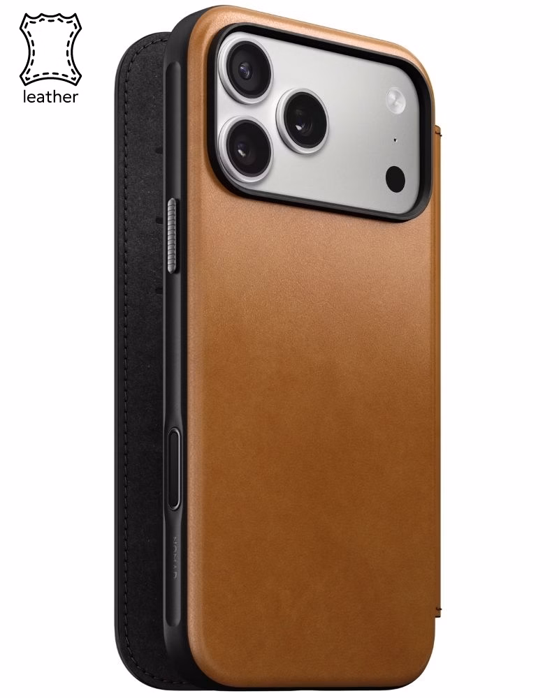 Шкіряний чохол-книжка Nomad Modern Folio English Tan для iPhone 17 Pro Max