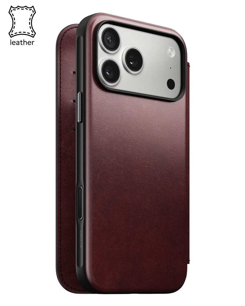 Шкіряний чохол-книжка Nomad Modern Folio Horween Burgundy для iPhone 17 Pro - 3 - 1