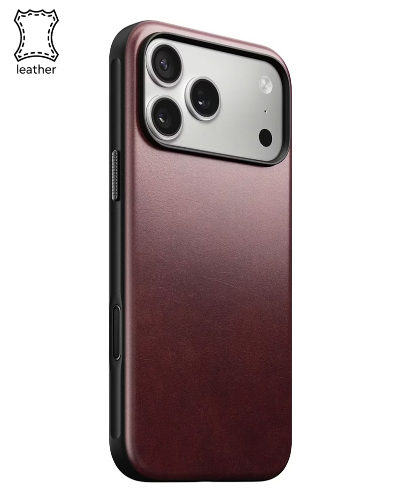 Шкіряний чохол Nomad Modern Horween Burgundy для iPhone 17 Pro - 3 - 1
