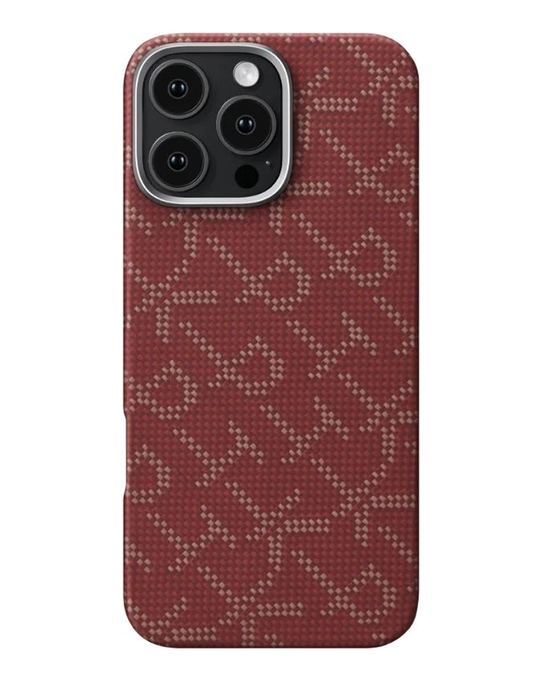 Чехол Pitaka Tactile Woven Case Monogram Red/Gold for iPhone 16 Pro (KI1602PTK)