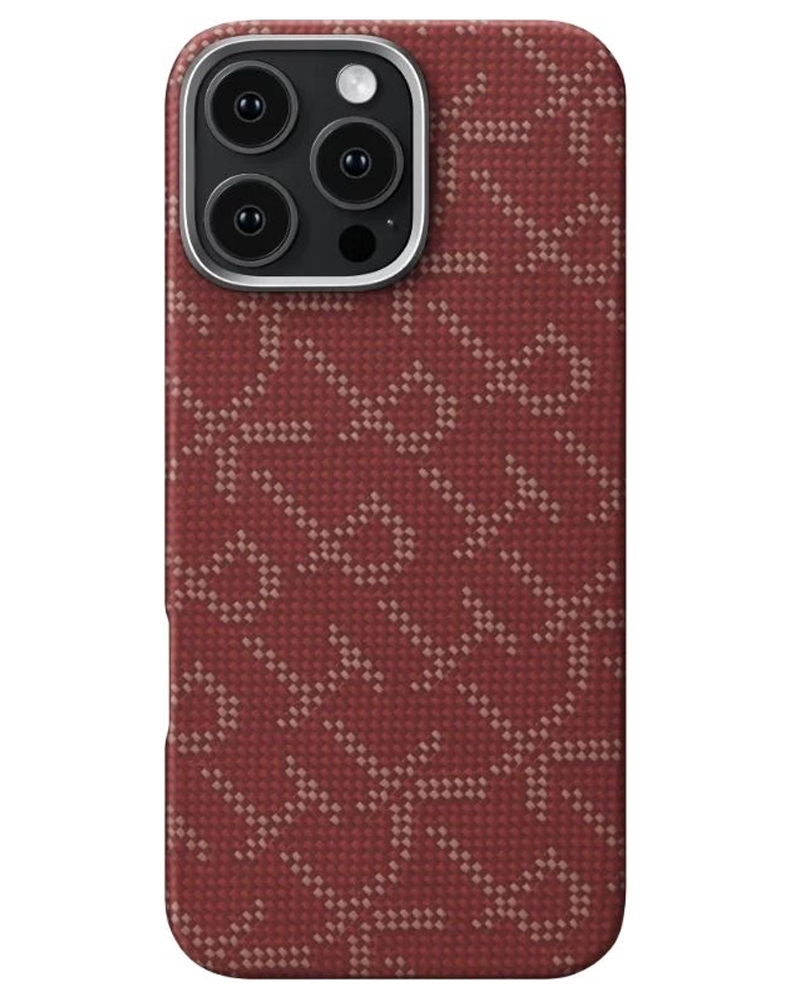Чехол Pitaka Tactile Woven Monogram Red/Gold для iPhone 16 Pro Max