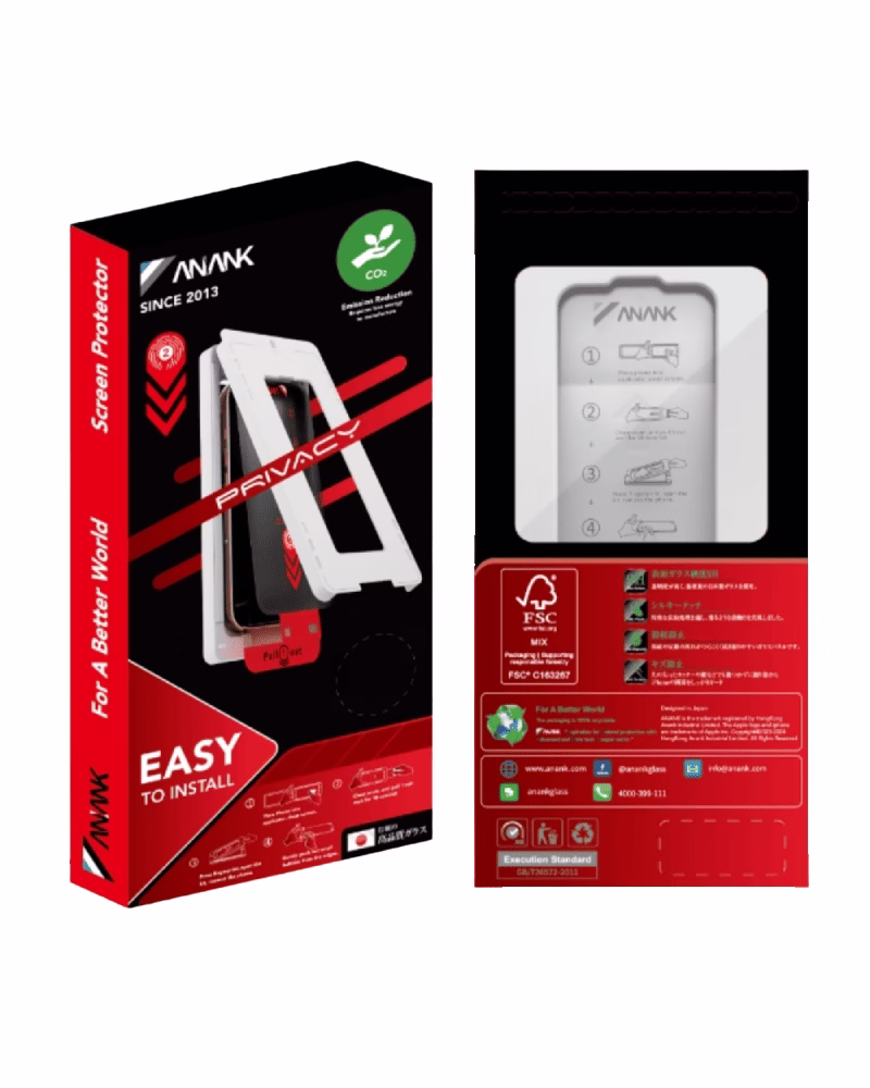 Захисне скло ANANK 2.5D Privacy + Curved Clear для iPhone 16 Pro (2 шт.) з монтажним боксом