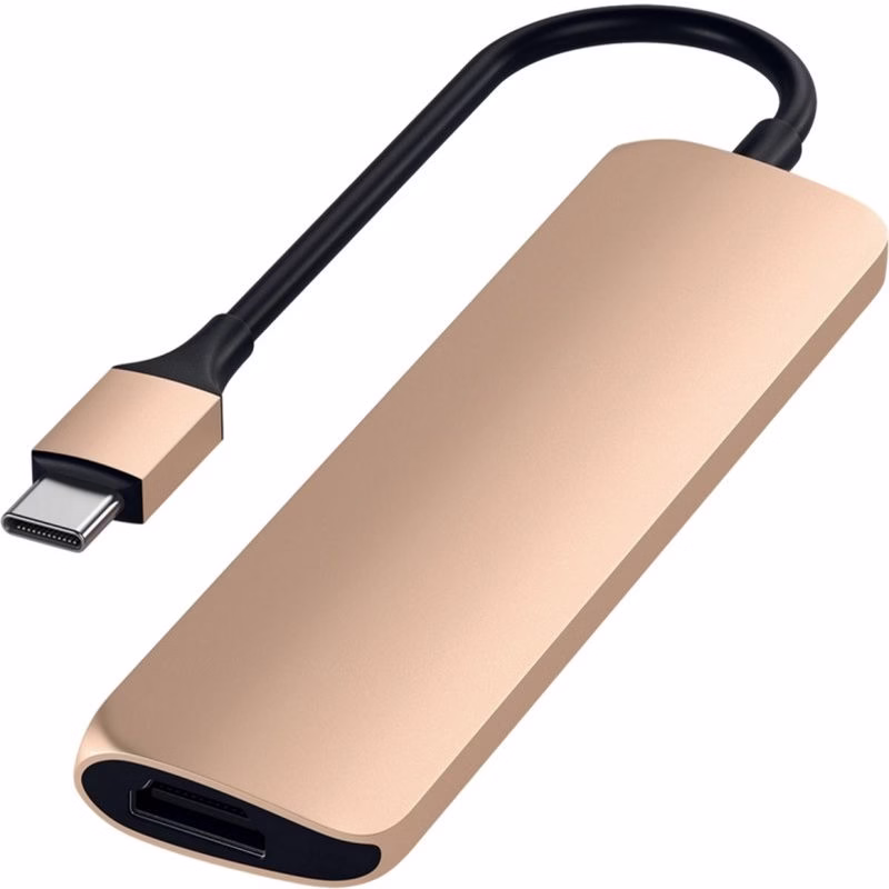 Хаб Satechi Aluminum Type-C Slim Multi-Port Adapter 4K V2 Gold