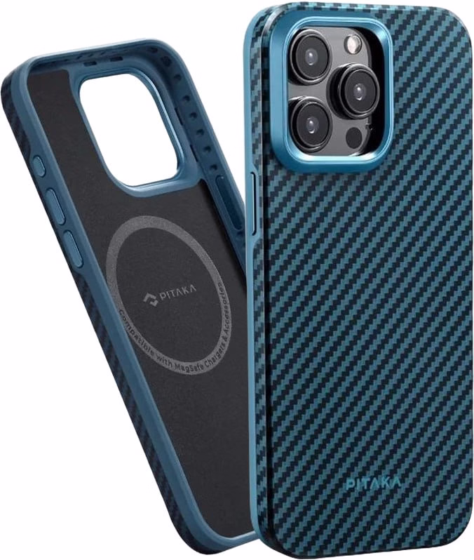 Чохол-накладка Pitaka MagEZ Case Pro 4 Twill 1500D Black/Blue for iPhone 15 Pro