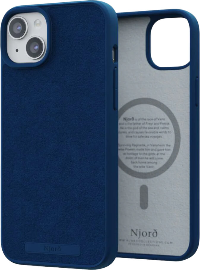 Чохол-накладка Njord Suede MagSafe Case Blue для iPhone 15 Plus
