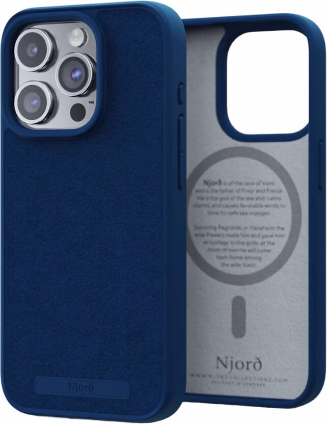 Чохол-накладка Njord Suede MagSafe Case Blue для iPhone 15 Pro