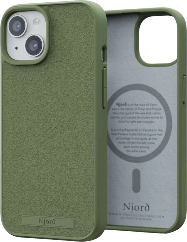 Чохол-накладка Njord Suede MagSafe Case Olive для iPhone 15