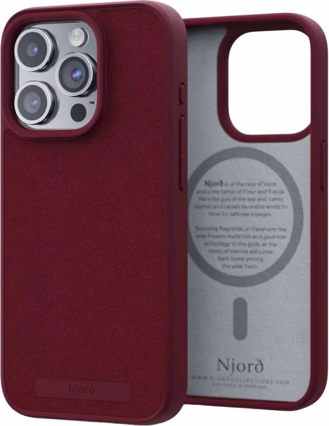 Чохол-накладка Njord Suede MagSafe Case Red для iPhone 15 Pro