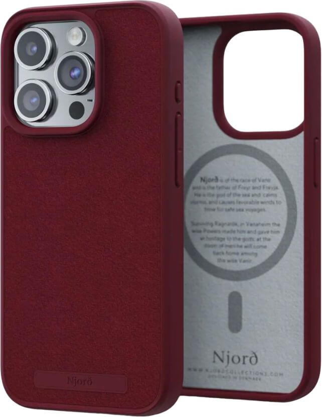 Чехол-накладка Njord Suede MagSafe Case Red для iPhone 15 Pro