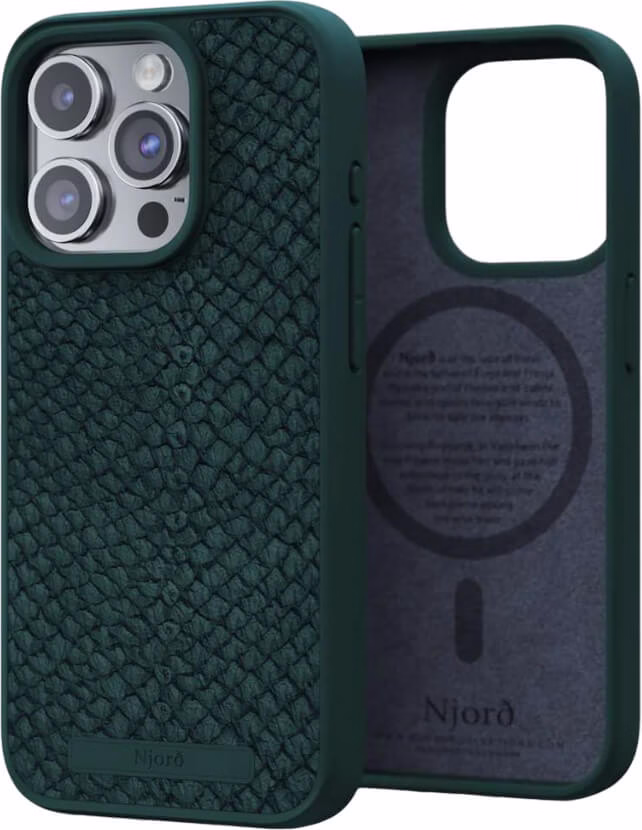 Чохол-накладка Njord Salmon Leather MagSafe Case Green для iPhone 15 Pro