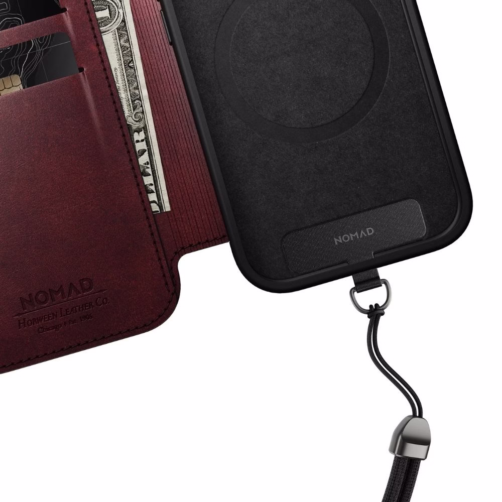Шкіряний чохол-книжка Nomad Modern Folio Horween Burgundy для iPhone 17 Pro Max - 7