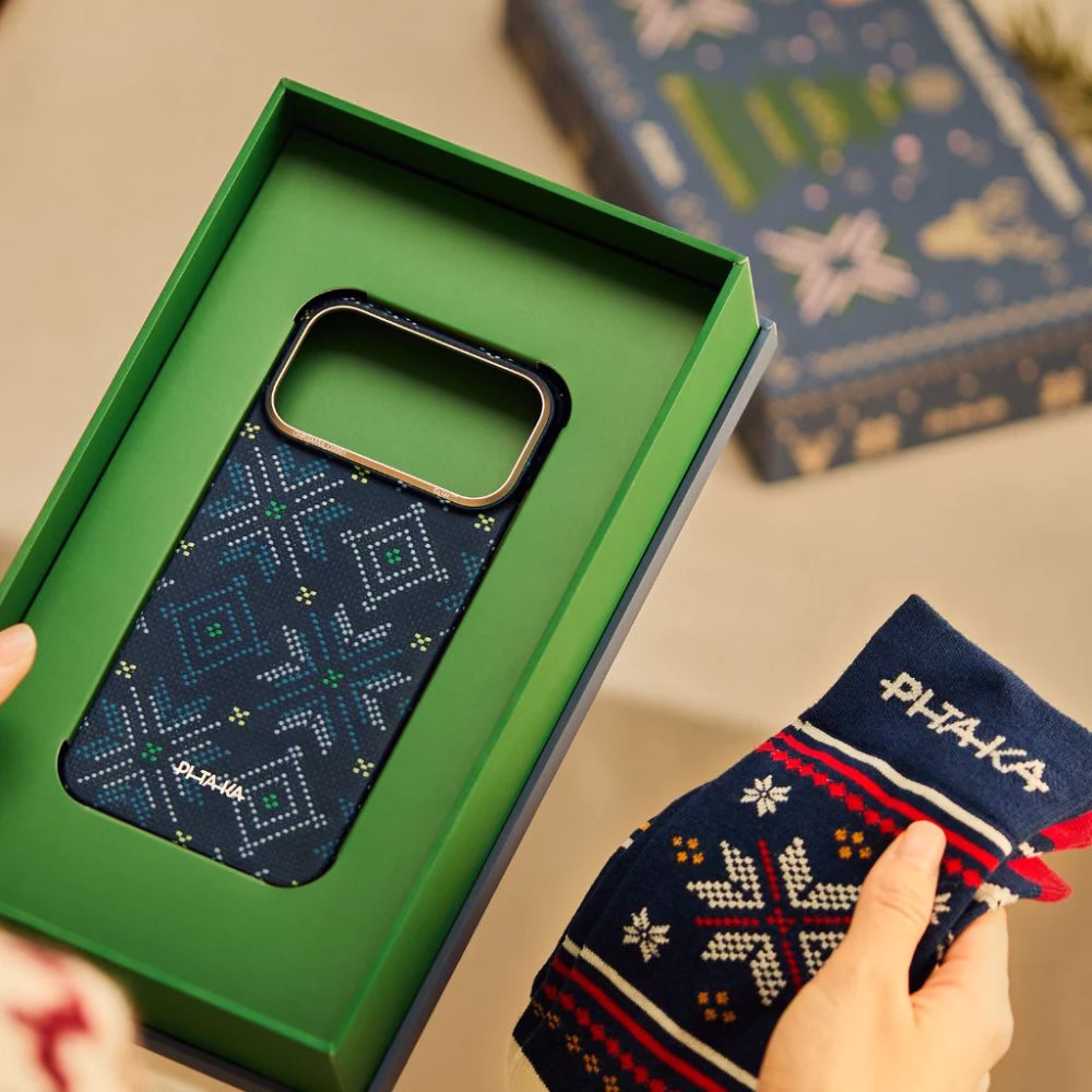 Чохол Pitaka Ultra-Slim Threads of Winter для iPhone 17 Pro Navy - 1