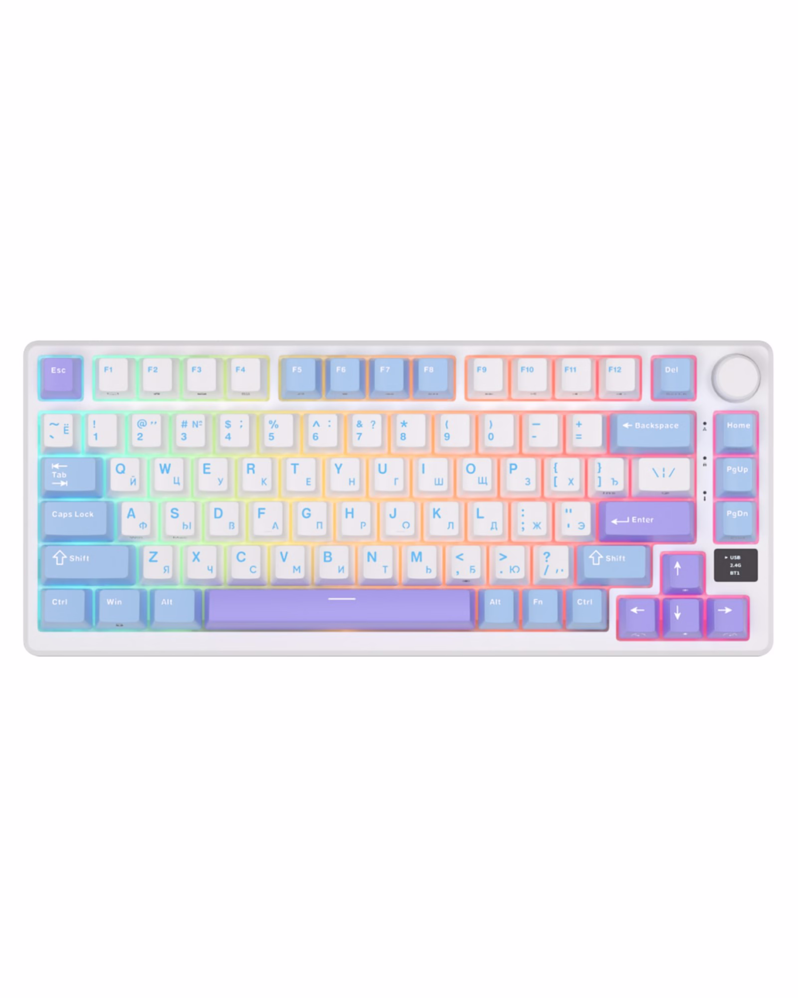 Клавіатура Royal Kludge M75 Wireless UA\RU\ENG Cherry Profile (Brown Switch) Taro Milk (RK-M75UARUENG-CHP-BS-TM)