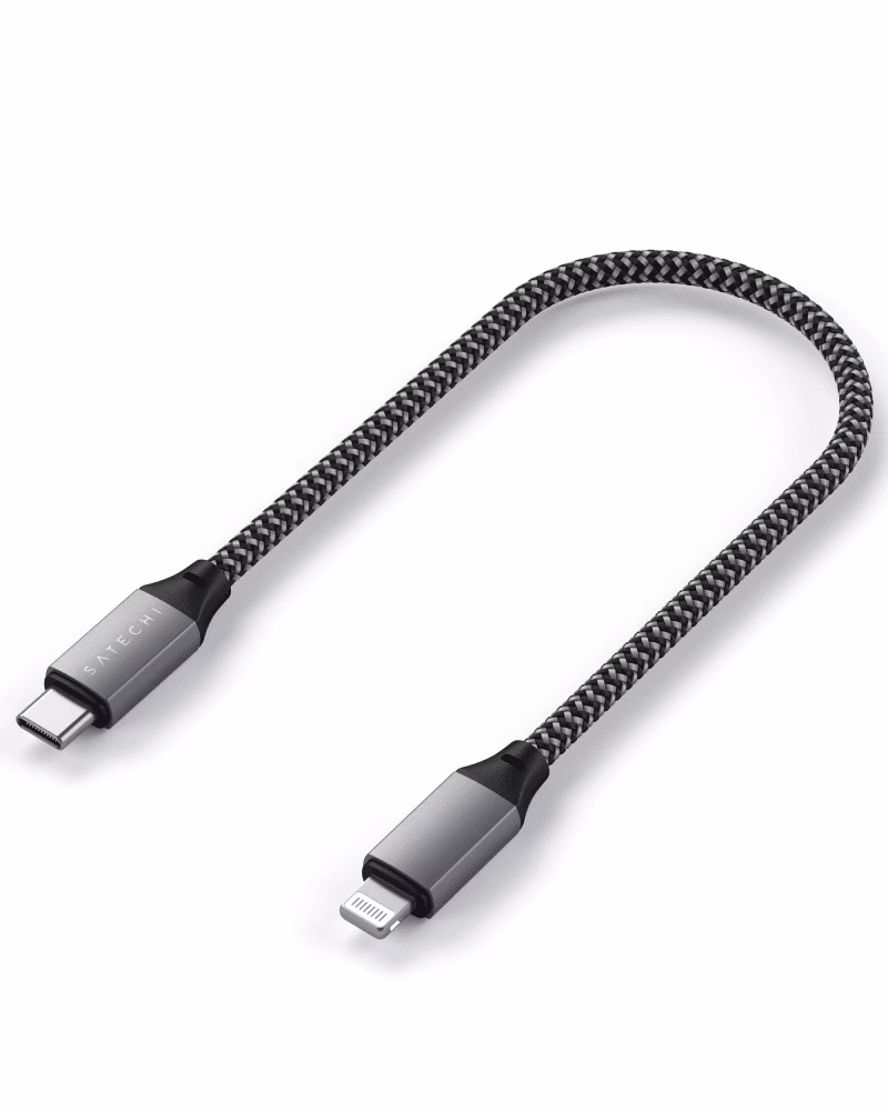 Кабель USB-C to Lightning Satechi Cable Space Gray (25 cm) ST-TCL10M