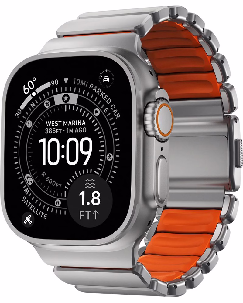 Ремінець Nomad Stratos Band для Apple Watch 46/49 Natural Hardware Ultra Orange