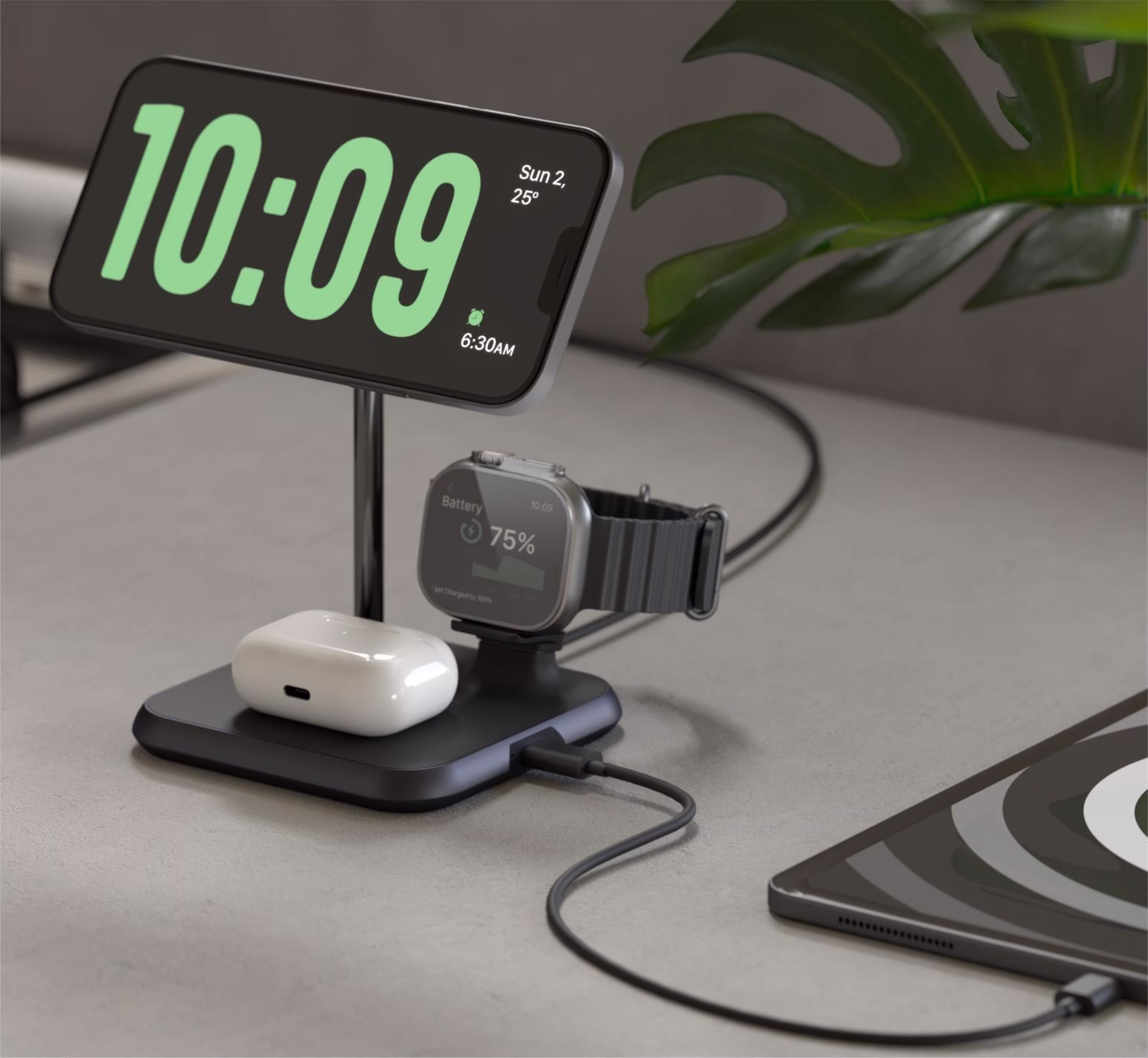 Бездротовий зарядний пристрій Zens Magnetic + Watch Aluminium Wireless Charger Black - 1
