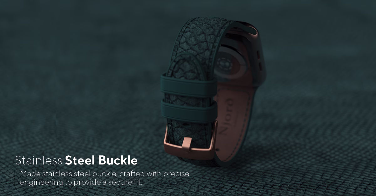 Ремінець для годинника Njord Salmon Leather Strap Petrol for Apple Watch 45mm/44mm - 4