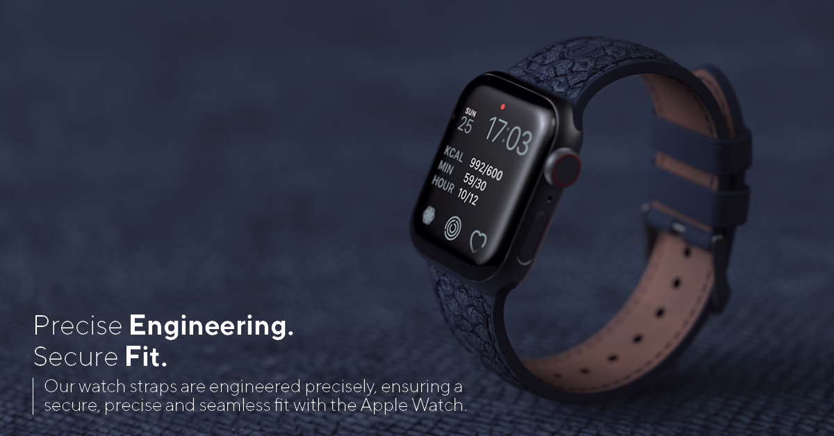 Ремінець для годинника Njord Salmon Leather Strap Petrol for Apple Watch 45mm/44mm - 2